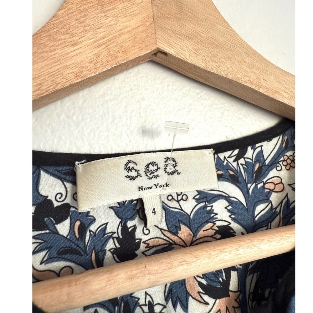 Sea NY • Gemma Long Sleeve Peasant Dress in Blue - Picture 9 of 9